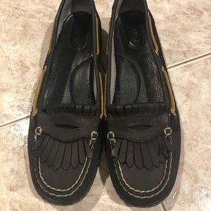 BLACK W/SEQUENCE DETAIL SPERRY TOP SIDER 10M WORN
